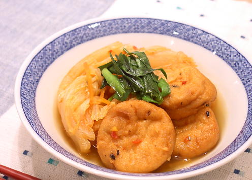 白菜とがんもどきのふくめ煮キムチ風味レシピ