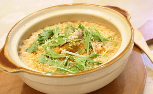 今日のキムチ料理レシピ：さっぱり豚キムチ雑炊