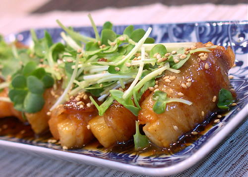 大根キムチの豚肉巻きの照り焼きレシピ