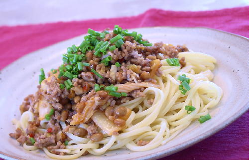 納豆ひき肉キムチパスタレシピ