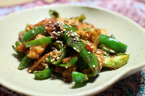 今日のキムチ料理レシピ：ピーマンと油揚げの甘辛みそ炒め