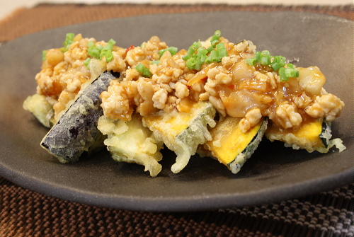 今日のキムチ料理レシピ：なすとかぼちゃのキムチひき肉あんかけ