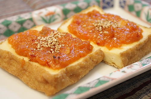 今日のキムチ料理レシピ：厚揚げのキムチ味噌焼き