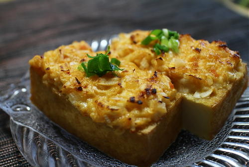 今日のキムチレシピ：厚揚げのキムチ味噌焼き