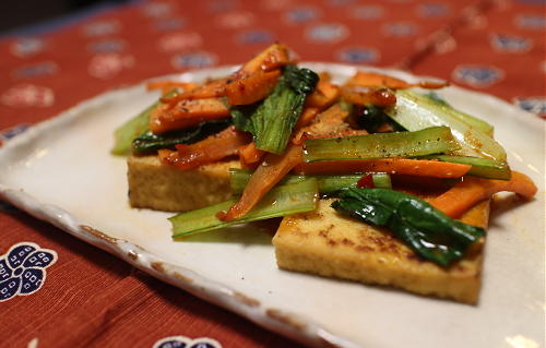 今日のキムチレシピ：厚揚げの野菜あんかけ