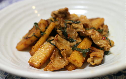 今日のキムチ料理レシピ：豚肉と長芋のピリ辛みそ炒め
