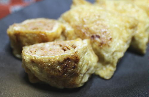 今日のキムチ料理レシピ：ピリ辛ひき肉油揚げつつみ焼き