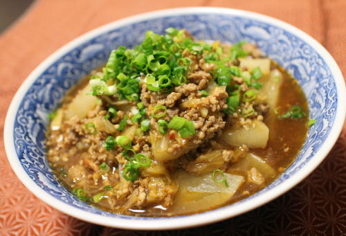 今日のキムチレシピ：大根のキムチひき肉あん煮込み