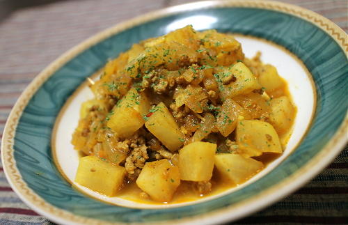 今日のキムチレシピ：大根とキムチのキーマカレー