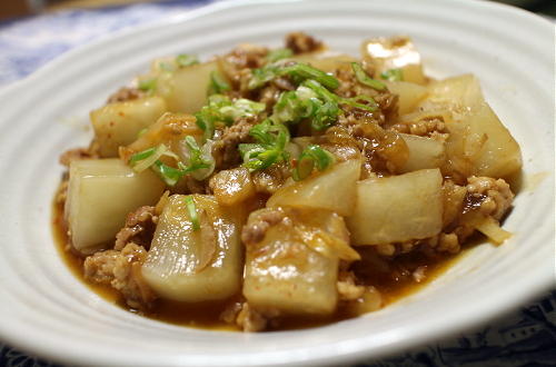 今日のキムチ料理レシピ：大根のキムチ鶏ひきあんかけ