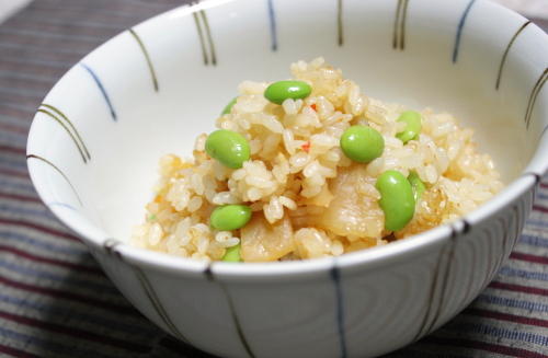 今日のキムチ料理レシピ：枝豆キムチご飯