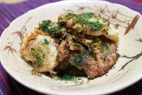 今日のキムチ料理レシピ：豚ヒレ肉とキムチのおかか焼き
