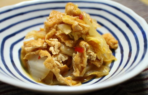 今日のキムチ料理レシピ：白菜と油揚げのピリ辛煮