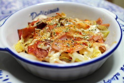 今日のキムチ料理レシピ：白菜とハムのマヨキムチ焼き