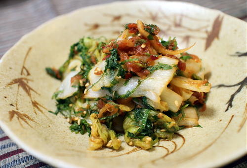 今日のキムチ料理レシピ：白菜の梅キムチ和え