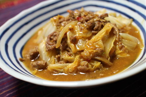 今日のキムチ料理レシピ：白菜のピリ辛ひき肉みそ炒め