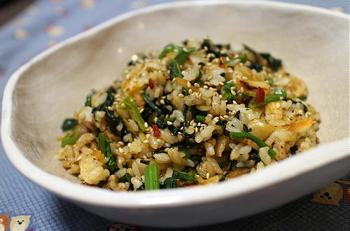 今日のキムチ料理レシピ：ほうれん草のキムチチャーハン