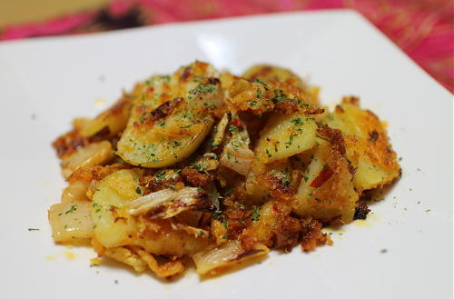 今日のキムチ料理レシピ：ジャガイモとキムチのパン粉焼き