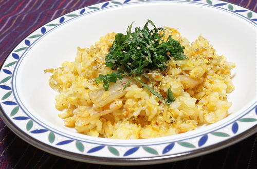 今日のキムチ料理レシピ：じゃこキムチチャーハン