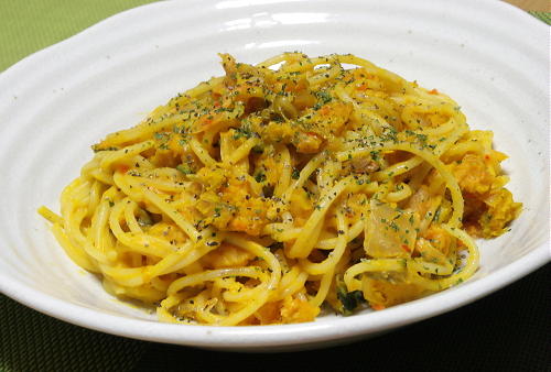 今日のキムチ料理レシピ：かぼちゃとキムチのパスタ