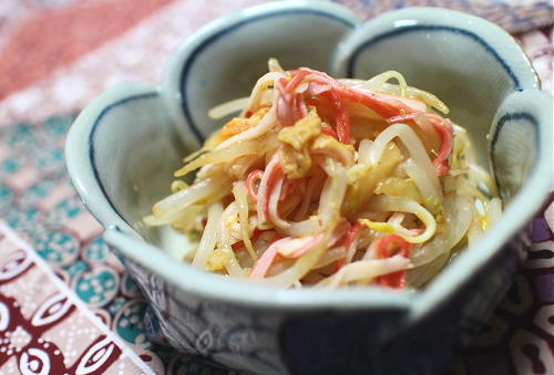 今日のキムチレシピ：もやしとキムチの胡麻酢和え