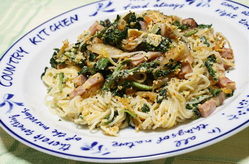 今日のキムチ料理レシピ：カルボナーラ風キムチ素麺