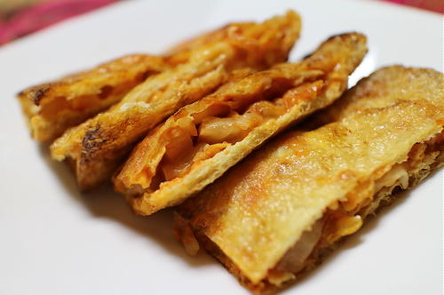 今日のキムチ料理レシピ：キムチーズのお揚げ焼き