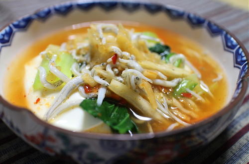 今日のキムチ料理レシピ：豆腐と小松菜のキムチあんかけ