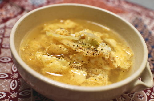 今日のキムチ料理レシピ：葛切りとキムチの卵スープ