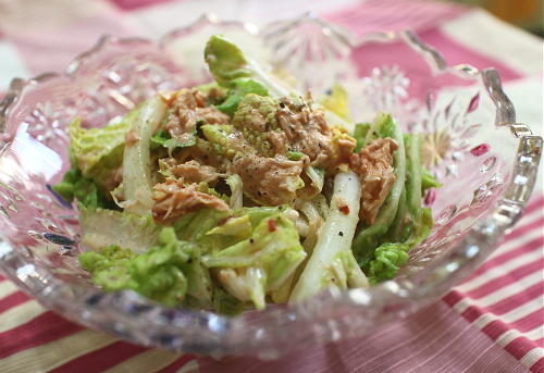 今日のキムチ料理レシピ：白菜のツナキムチサラダ