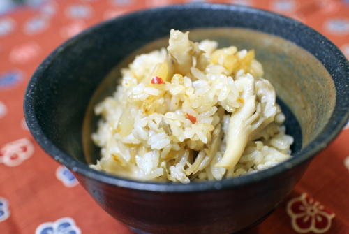 今日のキムチ料理レシピ：まいたけキムチご飯