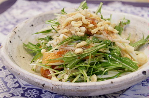 今日のキムチ料理レシピ：水菜と長芋のキムチサラダ