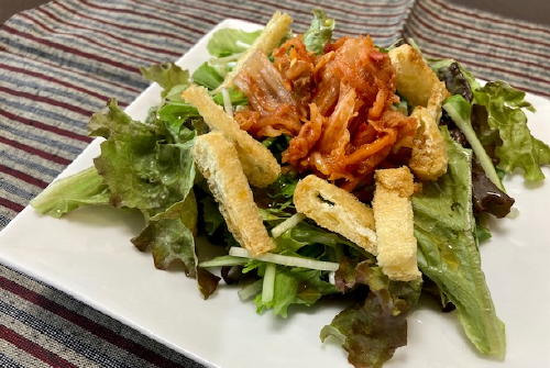 今日のキムチ料理レシピ：水菜とキムチのサラダ