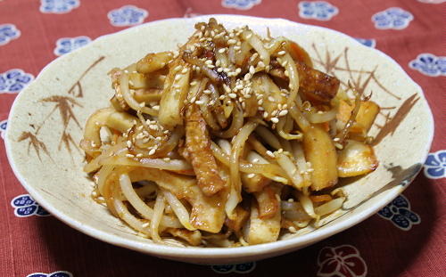 今日のキムチ料理レシピ：もやしのキムチ胡麻炒め