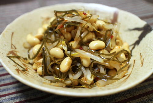 今日のキムチ料理レシピ：もやしと大豆のピリ辛和え
