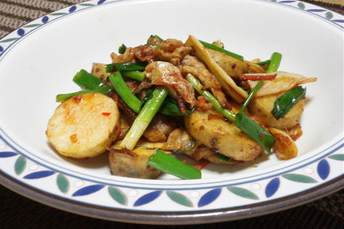 今日のキムチ料理レシピ：長芋と豚肉のキムチ炒め