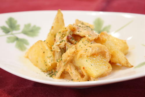 今日のキムチ料理レシピ：揚げ長いもの白菜キムチ和え