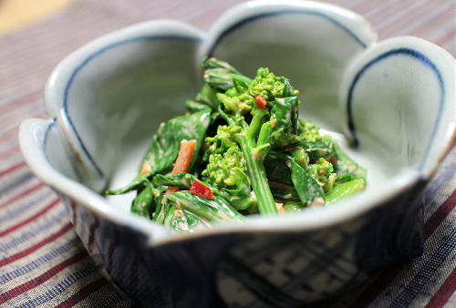 今日のキムチ料理レシピ：菜の花のぴり辛マヨ和え