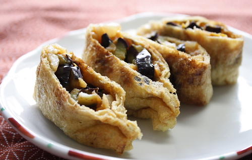 今日のキムチ料理レシピ：味噌キムチ茄子のお揚げ焼き