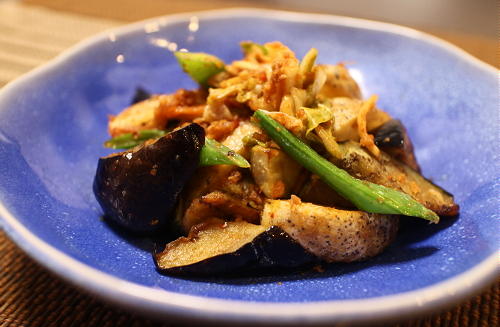 今日のキムチ料理レシピ：なすとレンコンのキムチ生姜醤油和え