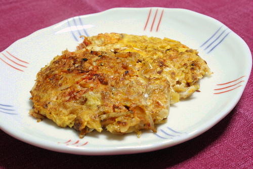 今日のキムチ料理レシピ：ねぎじゃこキムチの卵焼き