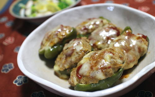 今日のキムチレシピ：キムチひき肉詰めピーマン