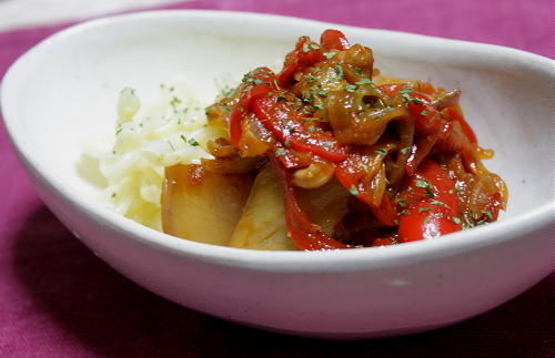 今日のキムチ料理レシピ：パプリカとキムチのパスタ