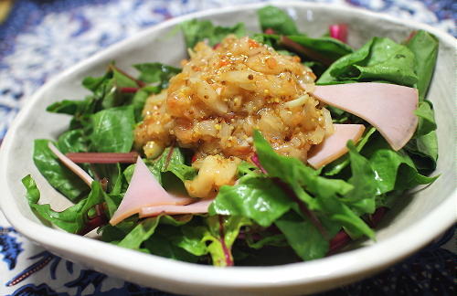 今日のキムチレシピ：サラダほうれん草のキムチドレッシング