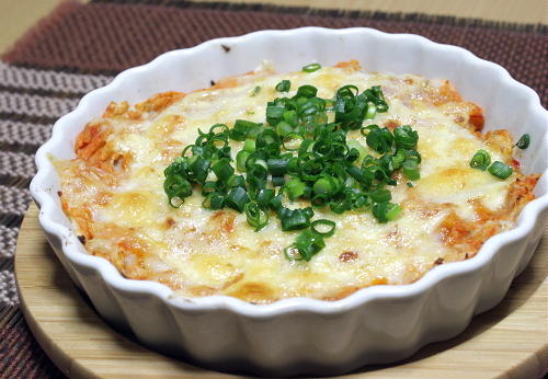 今日のキムチ料理レシピ：里芋のピリ辛チーズ焼き
