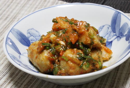 今日のキムチ料理レシピ：里芋のピリ辛ねぎ味噌和え