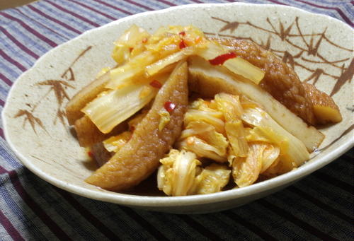 今日のキムチ料理レシピ：白菜とさつま揚げのピリ辛煮