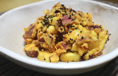 今日のキムチ料理レシピ：サツマイモのピリ辛ごまみそ和え