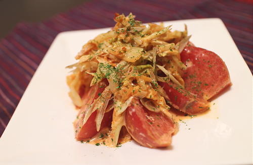 今日のキムチ料理レシピ：トマトとキムチとみょうがのマヨポン和え