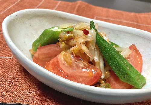 今日のキムチ料理レシピ：トマトとオクラのザーサイキムチ和え